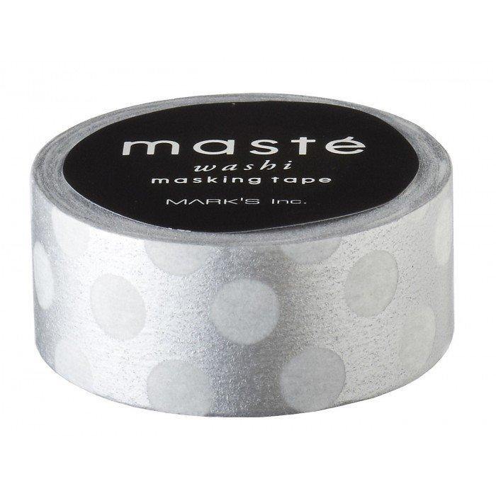 MASTÉ Washi-Tape Silver Polka Dots Black Masté