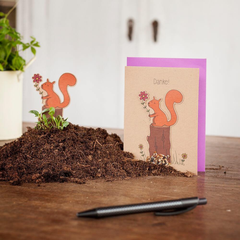 Saatsteckerkarte - Danke! Einhörnchen Wheat Die Stadtgärtner