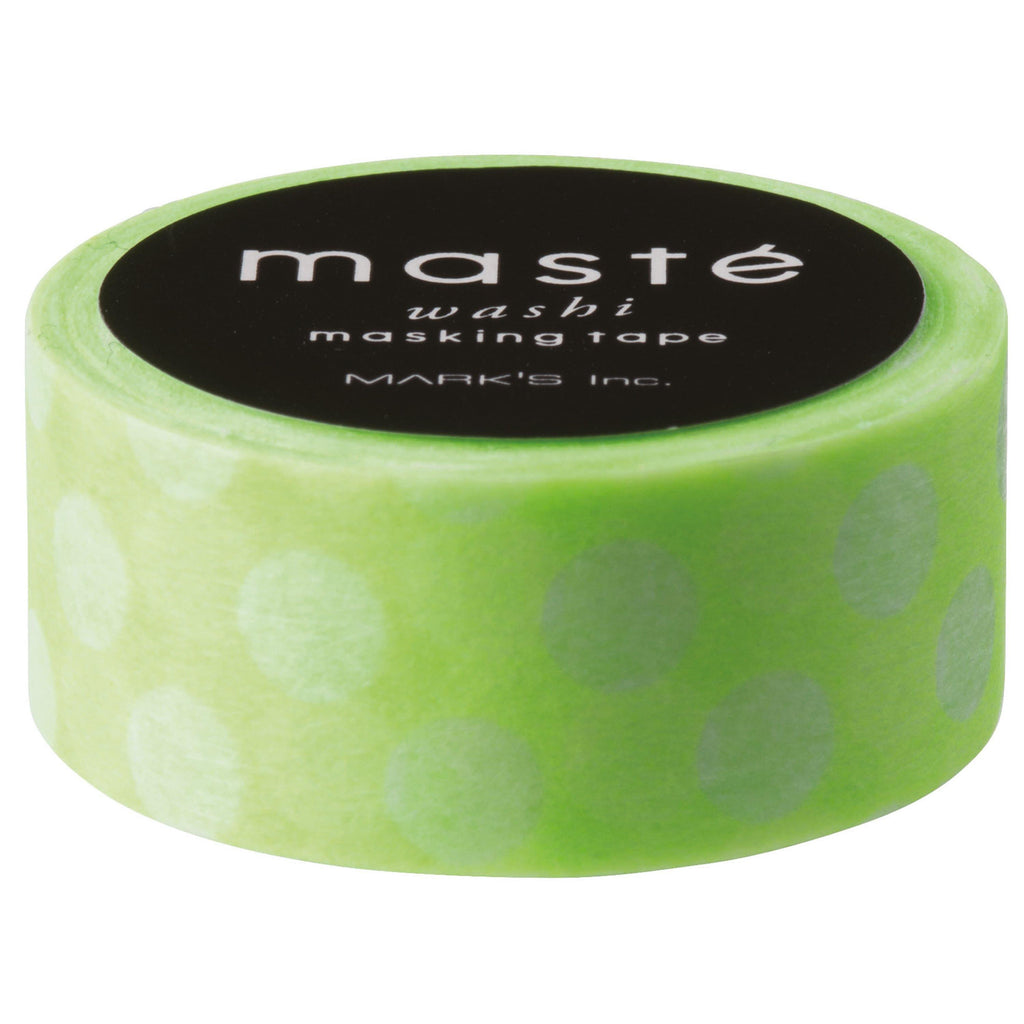 MASTÉ Washi-Tape Neon Light Green Dot Olive Drab Masté