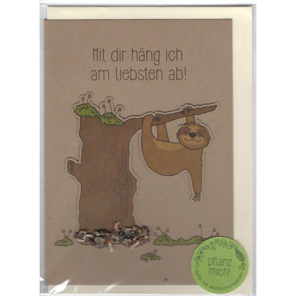 Saatsteckerkarte - Mit dir häng ich am liebsten ab! Dark Olive Green Die Stadtgärtner