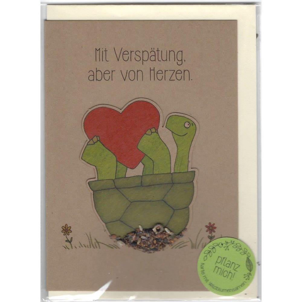 Saatsteckerkarte - Mit Verspätung aber von Herzen Sienna Die Stadtgärtner