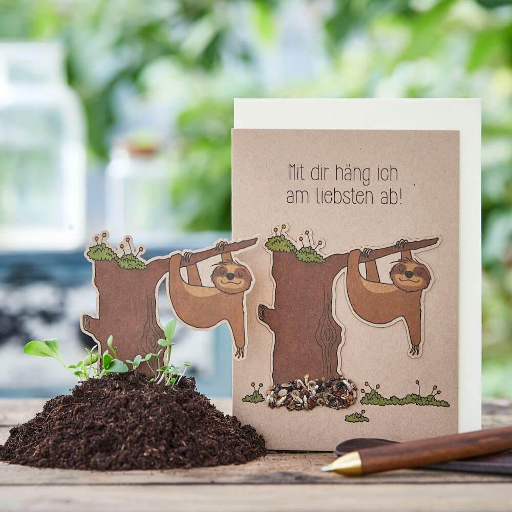 Saatsteckerkarte - Mit dir häng ich am liebsten ab! Dim Gray Die Stadtgärtner