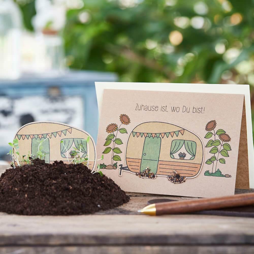 Saatsteckerkarte - Zuhause ist wo du bist Gray Die Stadtgärtner