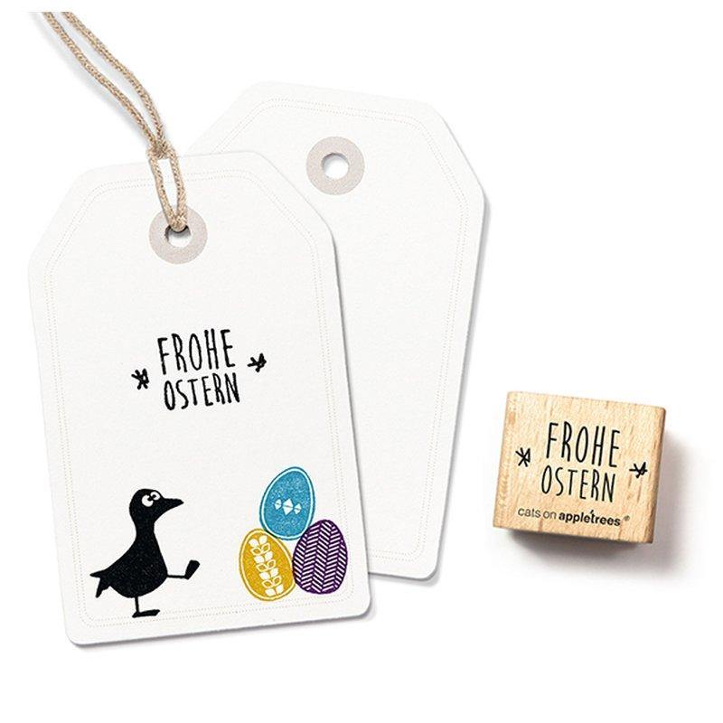 Typostempel Frohe Ostern Cadet Blue catsonappletrees